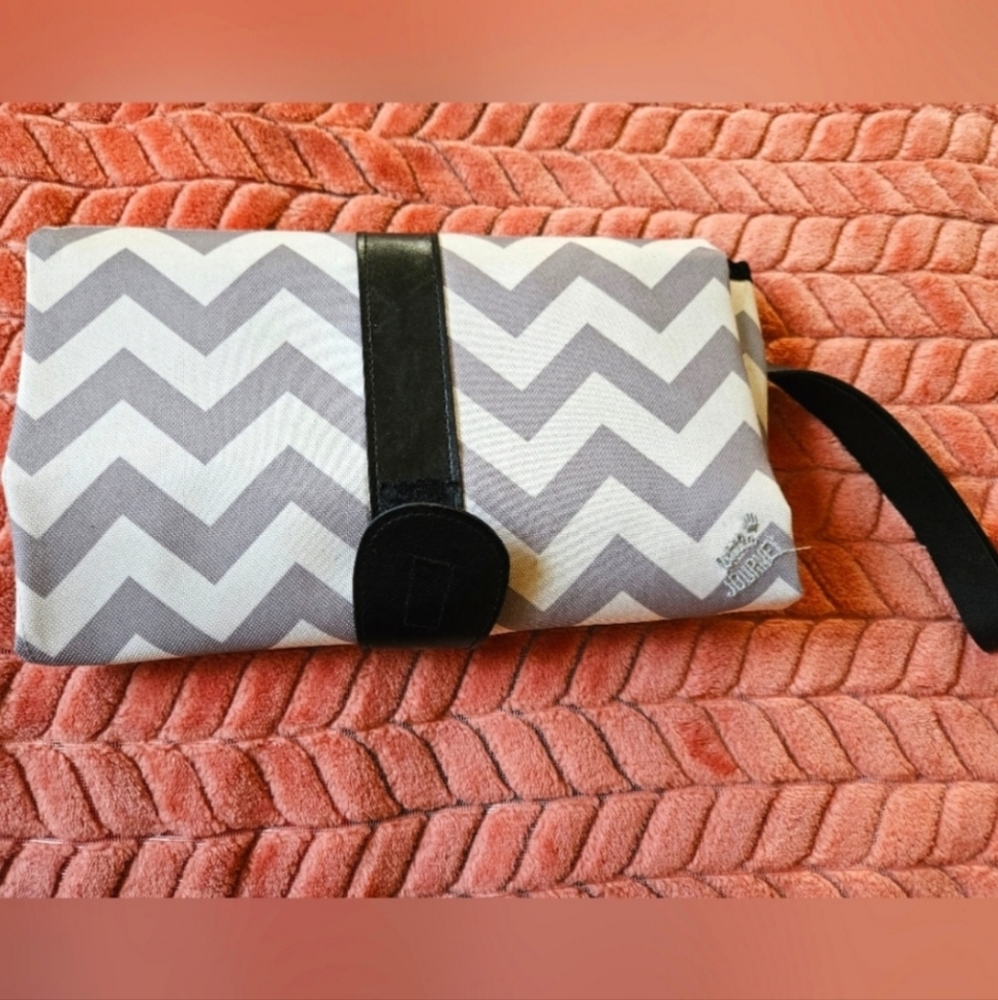 Baby Travel Changer | Chevron | Holds Wipes & Diapers | Gender Neutral Colors